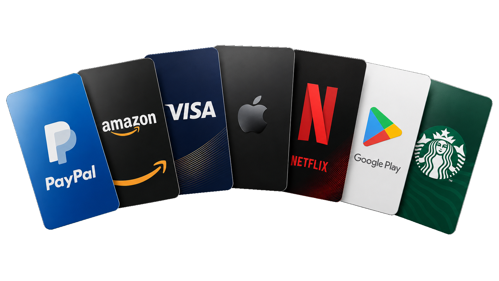 Gift card rewards including PayPal, Amazon, Visa, Apple, Netflix, Google Play and Starbucks